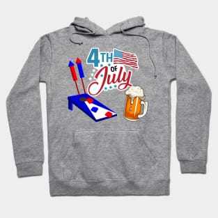 4th Of July Cornhole, Beer and Bottle Rockets Hoodie